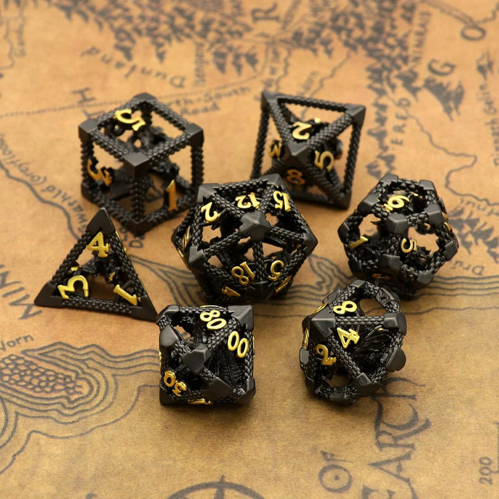 DND Würfel, Dungeons and Dragons Würfel Set HNCCESG Metall Spielwürfel Hohle 3D Drachen D&amp;D Würfel P