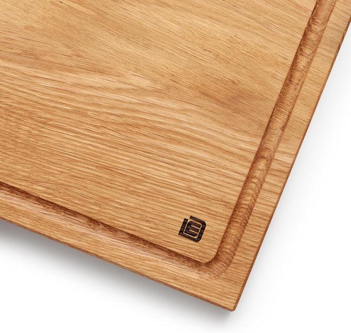 Edeldings XXL Massivholz Schneidebrett aus Eiche mit Saftrille | Gross 40 х 30 cm | Antibakterielles