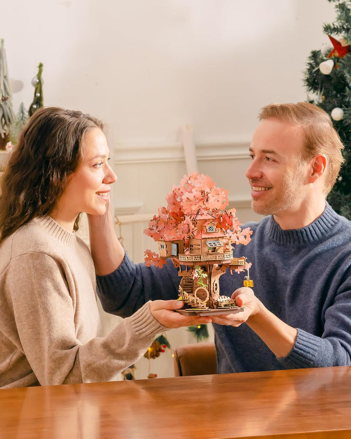 Rolife 3D Puzzle für Erwachsene Sakura Baumhaus Miniatur Modell Bausatz 3D Puzzle für Erwachsene zum