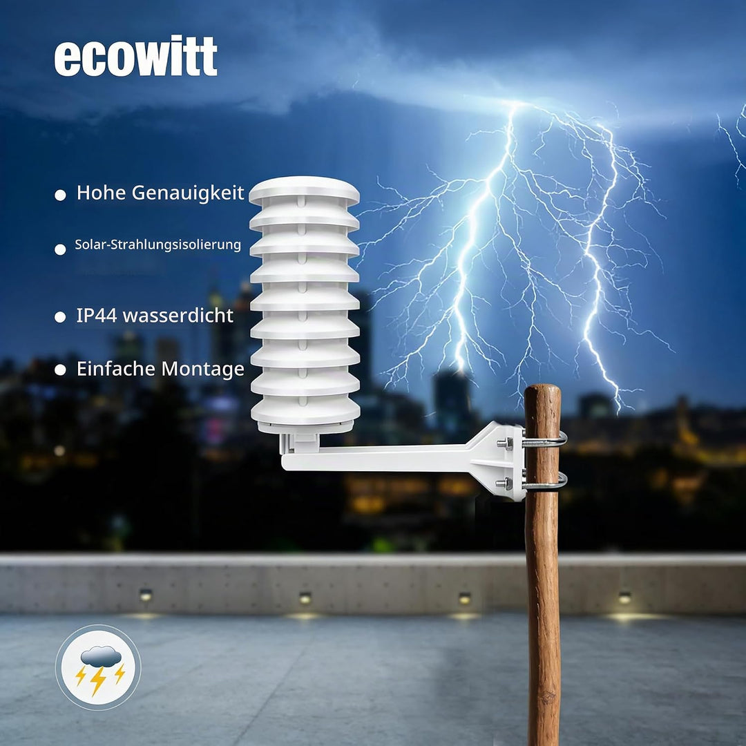 Ecowitt Wireless Lightning Detector Sensor WH57, Wetterstation Aussensensor für Ecowitt Ecosystem, n