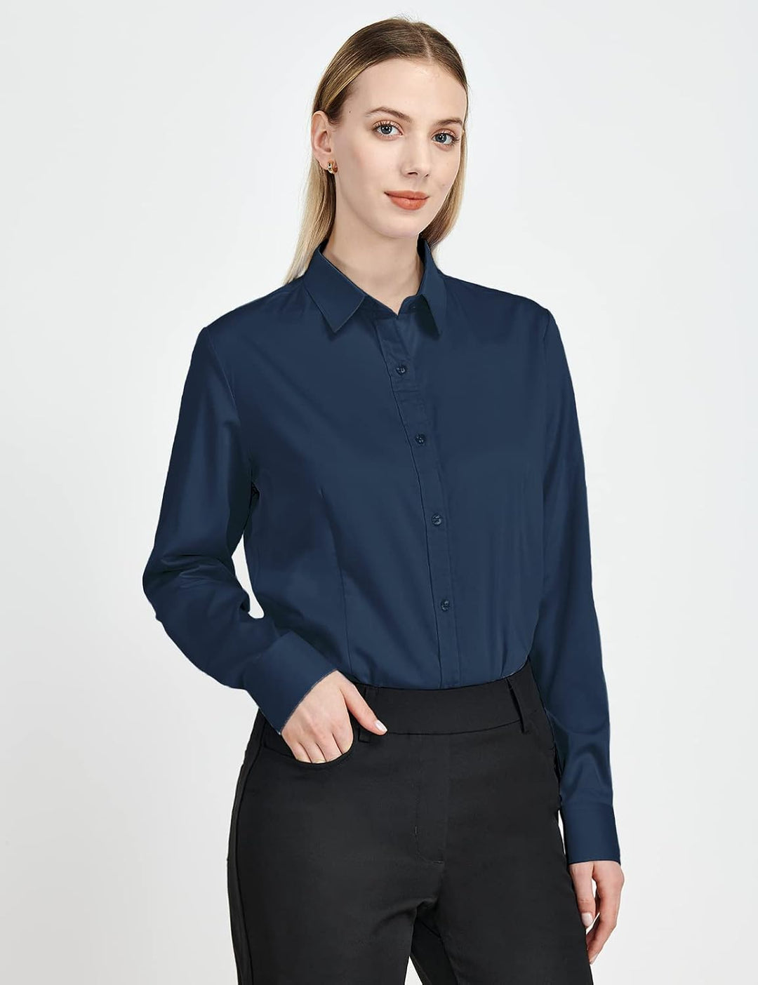 Tapata Damen-Bodysuit-Bluse mit Knöpfen, einteilig, langärmlig, solides Büroarbeitshemd, lässige Obe