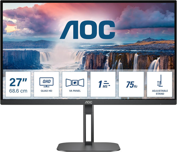 AOC Q27V5N - 27 Zoll QHD Monitor, Lautsprecher, höhenverstellbar (2560x1440, 75 Hz, DisplayPort, HDM