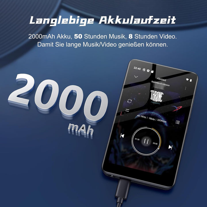Diofox M9 160GB MP3 Player mit Bluetooth und WLAN, Android 13, 4,02 Zoll, 160GB