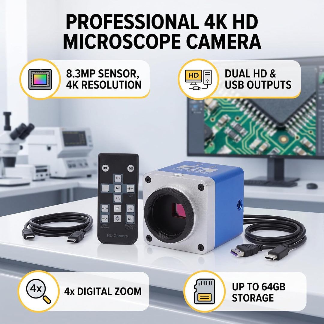 8,3MP 4K Mikroskop Industriekamera, 1/1,8 Zoll CMOS Sensor mit HD Display Interface und USB 2.0, für