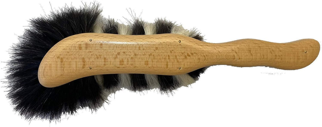 Staubbürste S-Form aus Ziegenhaar, handeingezogen