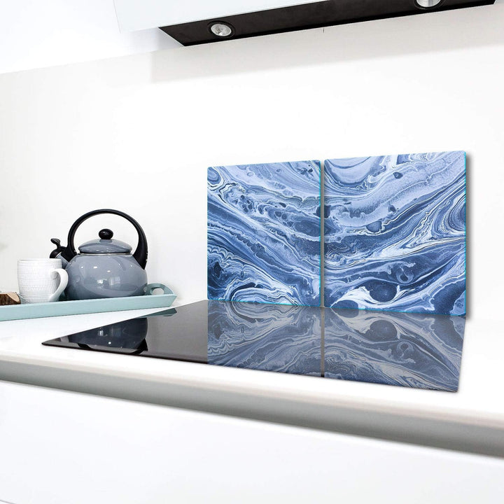 TMK | Herdabdeckplatten Set 2x40x52 cm Ceranfeld Abdeckung Glas Spritzschutz Abdeckplatte Glasplatte