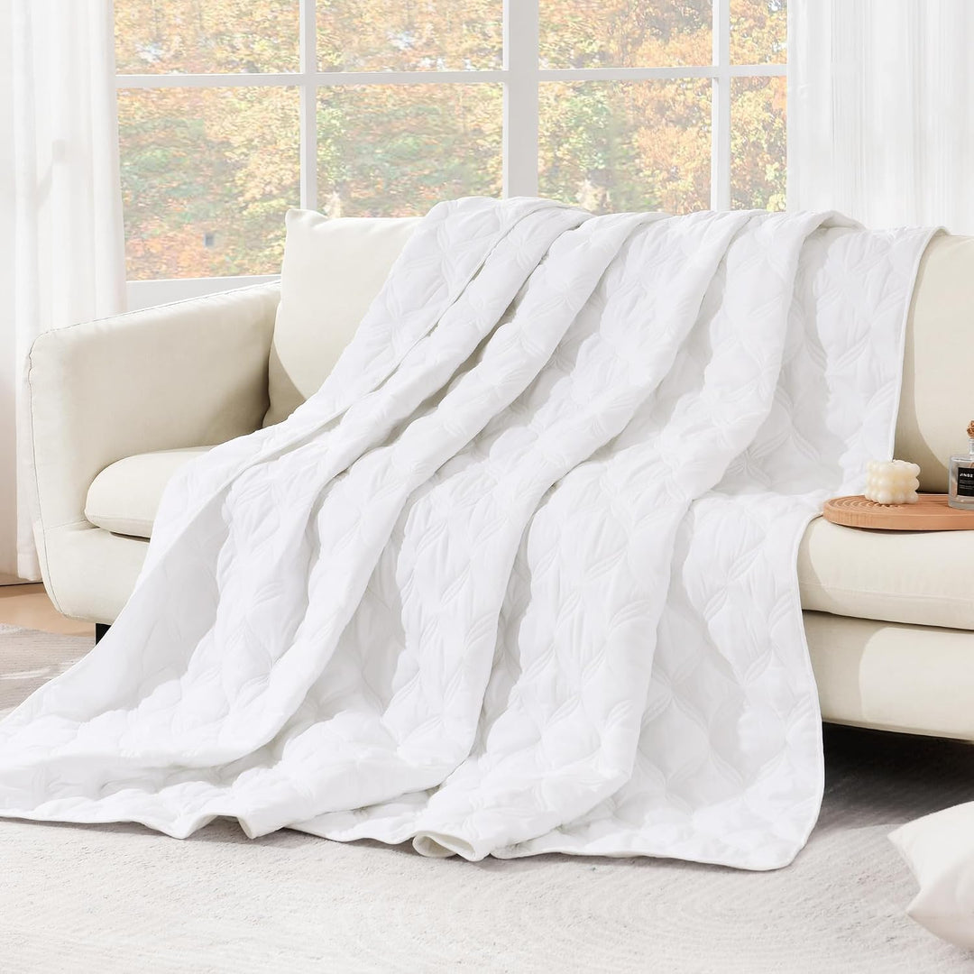 Litanika Weisses, übergrosses King-Size-Bettwäsche-Set, Tagesdecke, 120x120, 3-teilig, leichte Somme