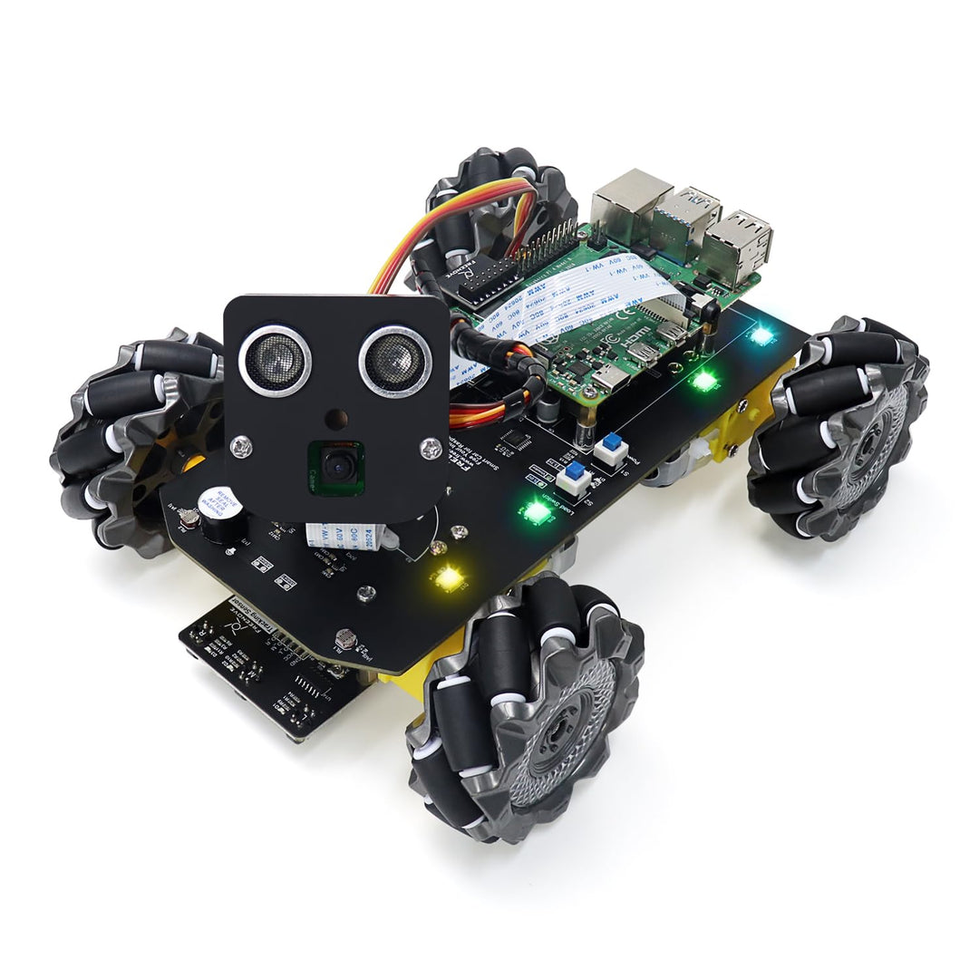Freenove Mecanum Wheel Car Kit for Raspberry Pi 5 4 B 3 B+ B A+, Face Tracking, Line Tracking, Light