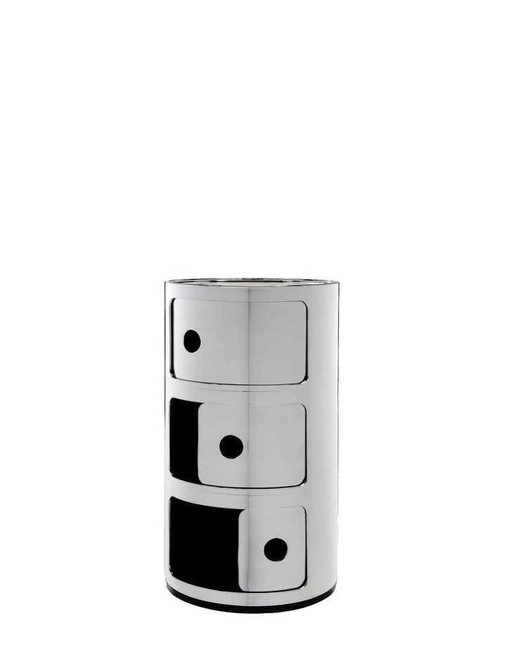 Kartell Componibili, 3 Elements, Verchromt, Runde Basis 3-fächer Verchromt, 3-fächer Verchromt