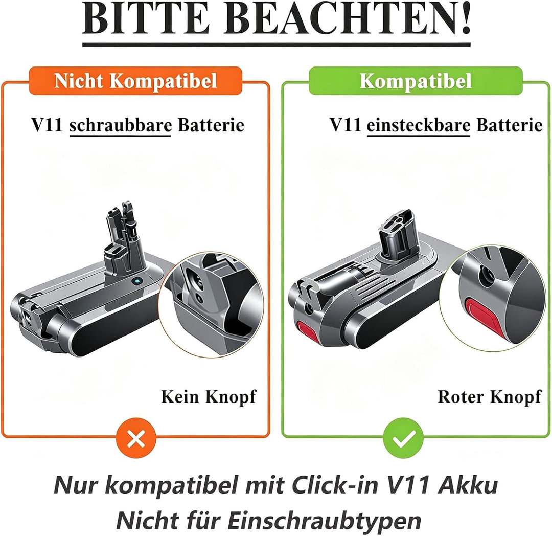 V11 SV17 SV15 Akku für Dyson, 3950mAh 25.2V V11 Ersatz Click-in Akku, kompatibel mit SV15/SV17/Absol