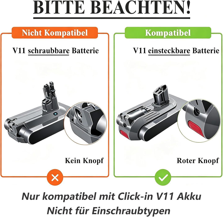 V11 SV17 SV15 Akku für Dyson, 3950mAh 25.2V V11 Ersatz Click-in Akku, kompatibel mit SV15/SV17/Absol