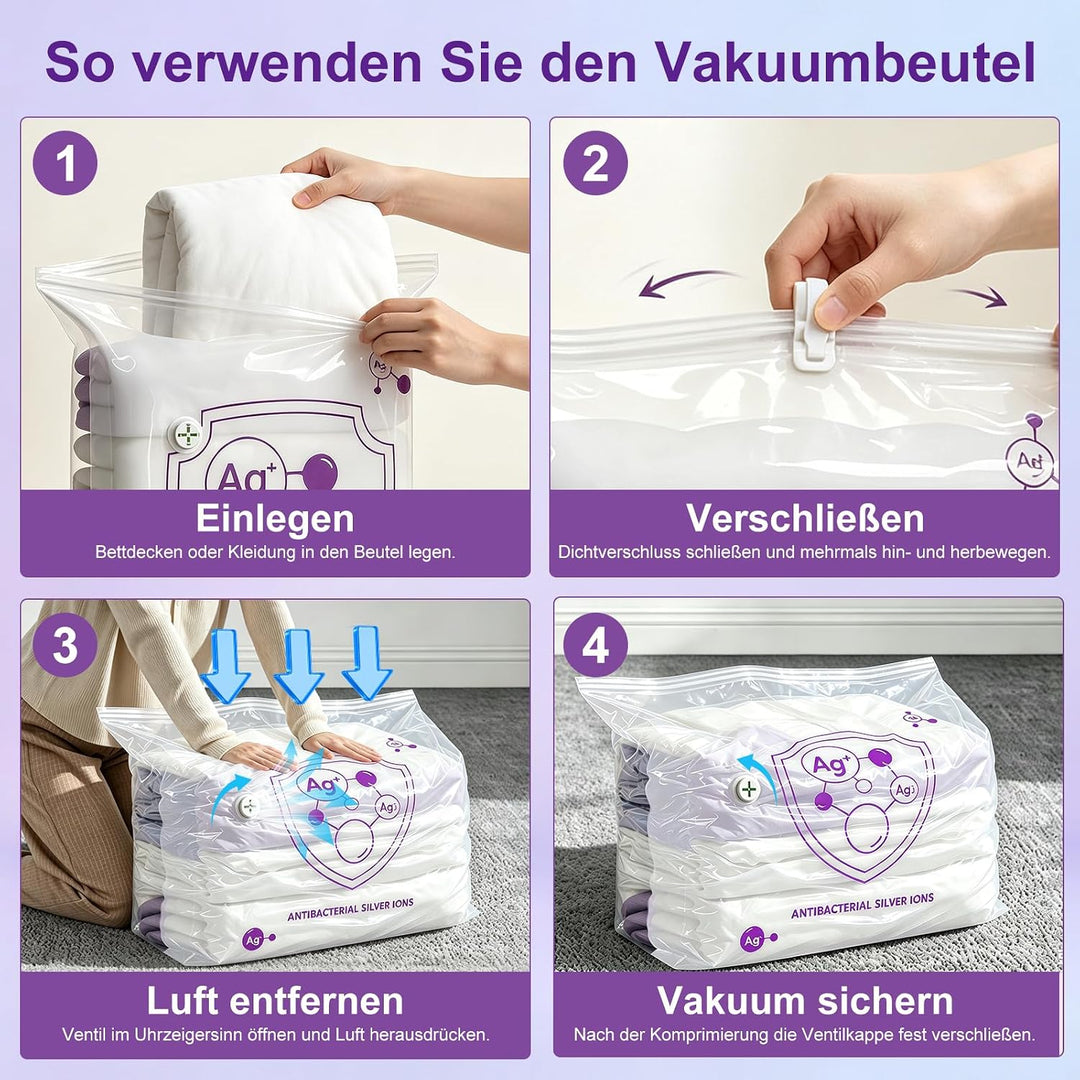 Vakuumbeutel ohne Pumpe 4 Stück, 3D Vakuumbeutel