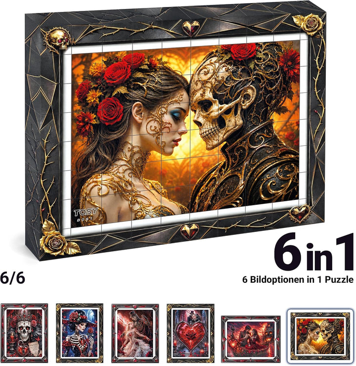 TOSY Picture Cube Gothic Hearts: 6-in-1 magnetisches Bilderpuzzle, 80 Blöcke, 480 Puzzleflächen, 1,5