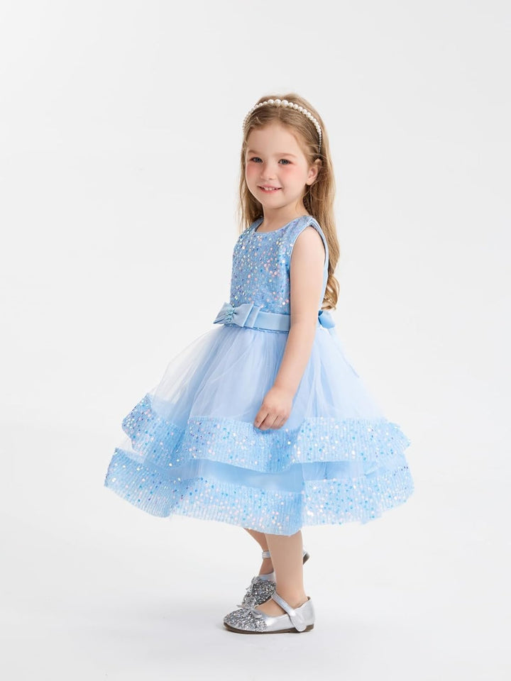 Miipat Baby Mädchen Kleid Prinzessin Tüll Pailletten Partykleid Ärmellos Tutu Blumenmädchenkleider f