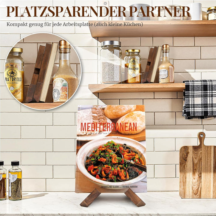 PUERSI Kochbuchhalter, Buchständer aus Holz, Buchhalter, Rezepthalter für Küche, Buchaufsteller, Buc