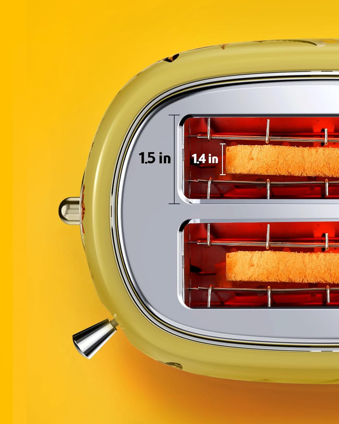 Hazel Quinn Retro 2 Scheiben Toaster, Edelstahl, Vintage Toaster, 6 variable einstellbare Bräunungss