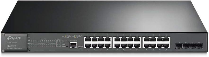 TP-Link TL-SG3428MP 28-Port Gigabit L2+ Managed Switch mit 24 PoE+ Ports, Schwarz, v2.0 &amp; OC200 Omad