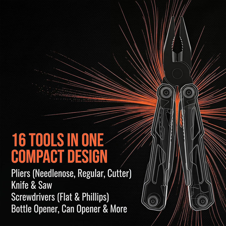 Ideal Swan 16-in-1 Multitool Edelstahl, Multitool Werkzeug mit Zange