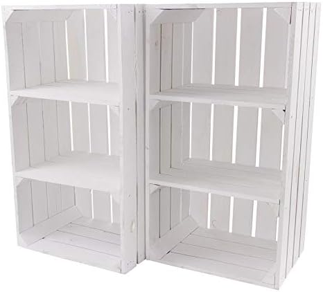 6er Set Weisse Regalkiste mit 2 Mittelbrettern 68cm x 40cm x 31cm Apfelkiste Obstkiste Weinkiste Hol