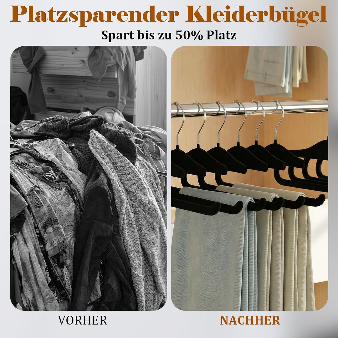 Kleiderbügel aus Samt, rutschfest, platzsparend, Samthosenbügel für Tank-Top, BH, Hemden, Schwarz, 1