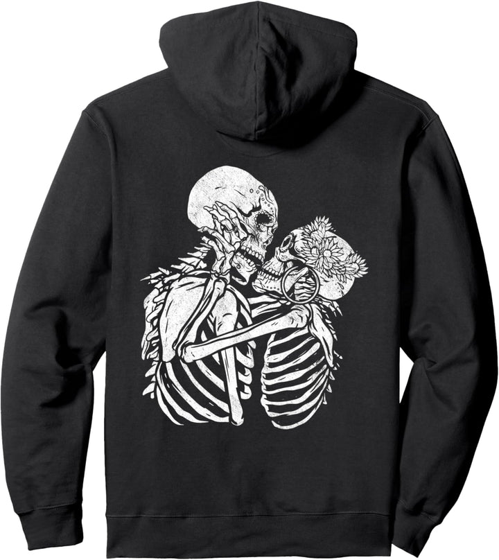 Santa Muerte Zwei Skelette küssende Grafikkunst Pullover Hoodie