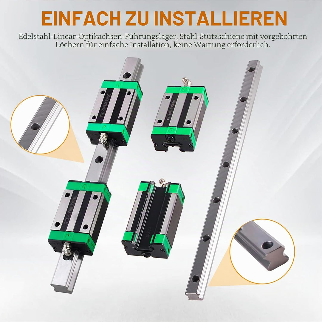 HGR20 Linearführung set 2 Stücke HGR20-1200 mm Linearführungsschiene + 4 Stück HGH20 Gleitblock für