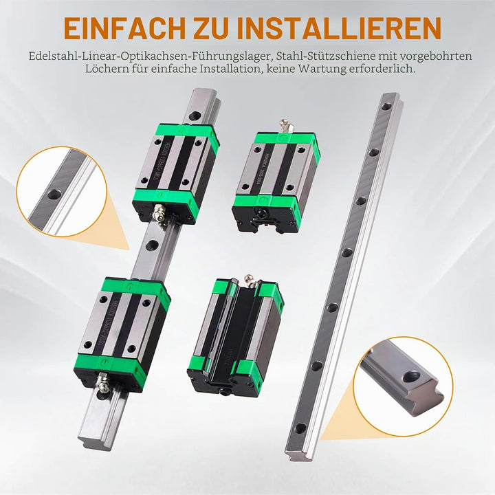 HGR20 Linearführung set 2 Stücke HGR20-1200 mm Linearführungsschiene + 4 Stück HGH20 Gleitblock für