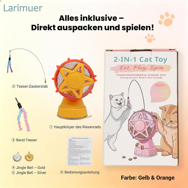 Riesenrad Katzenspielzeug interaktiv mit Saugnapf &amp; Angel, Gelb