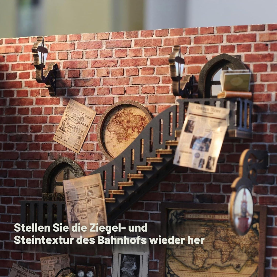 Cuteefun DIY Book Nook Kit mit Staubschutzhaube, Holz Miniatur Puppenhaus | Kreatives Handwerk für E