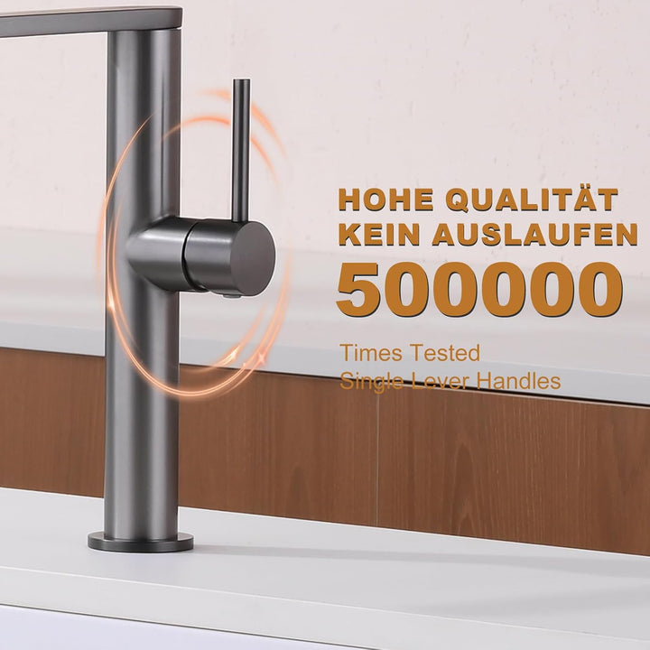 Tohlar Wasserhahn Küche, Küchenarmatur mit 360°Drehbar, L-förmiger Edelstahl Mischbatterie Armatur (