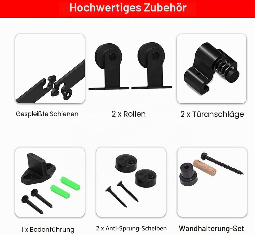 243cm/8FT Schiebetürsystem Zubehörteil Laufschiene Schiebetürbeschlag Holzschiebetür Komplettset Sch