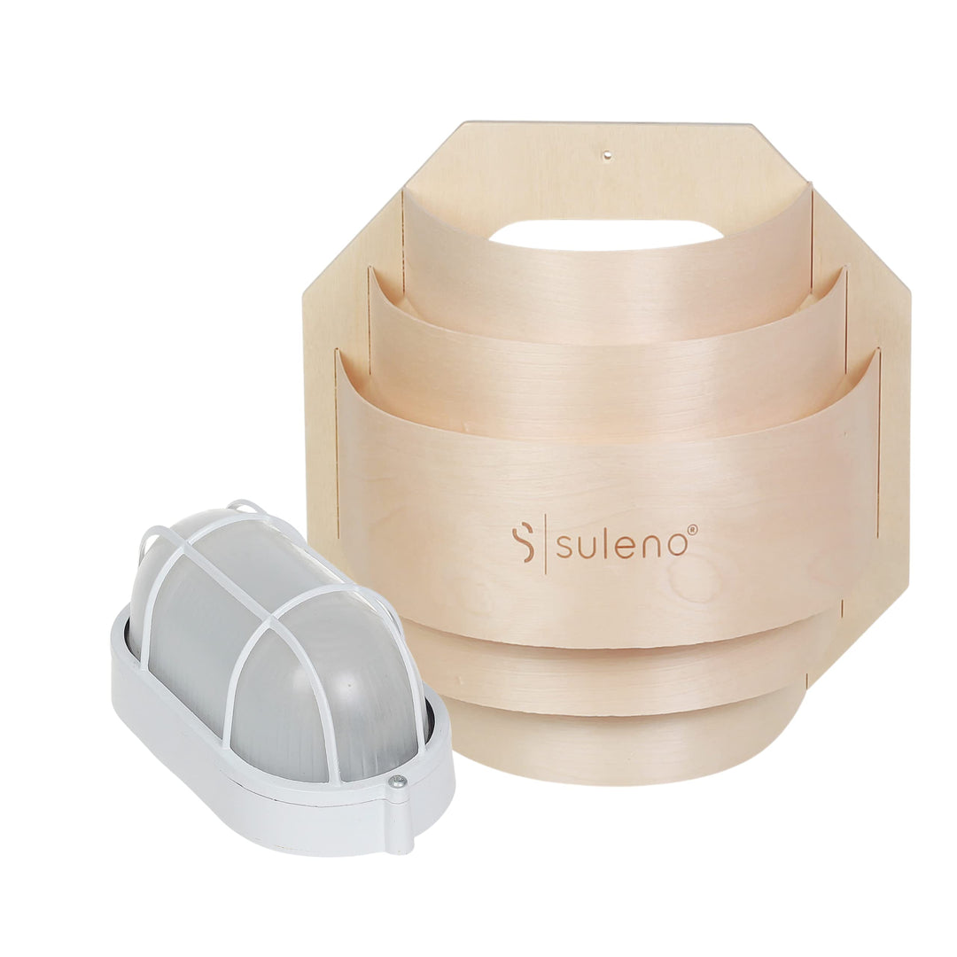SULENO - Sauna Leuchte BELLA, Saunalampe, Saunaleuchte aus Holz, Wandmontage, Saunazubehör, hitzebes