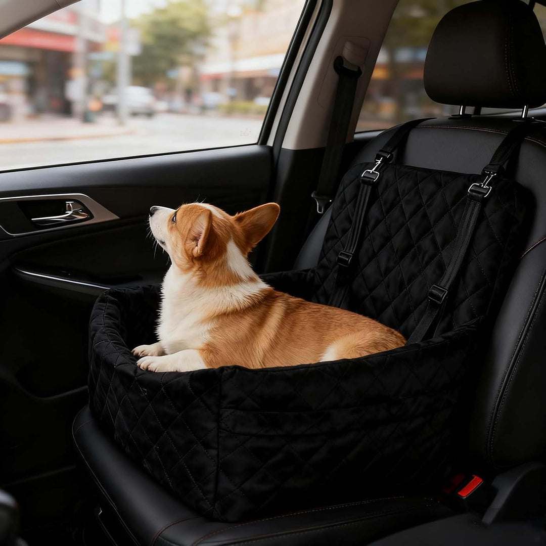 Hunde-Autositz bis zu 15,9 kg für mittelgrosse Hunde mit Aufbewahrungstasche, vollständig abnehmbar