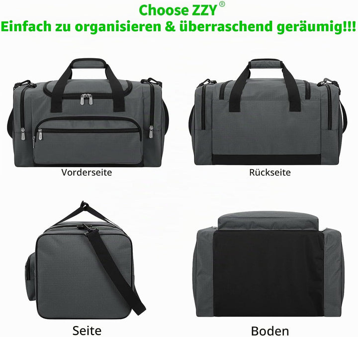Sporttasche Reisetasche Fitness Tasche mit Schultergurt Wochenendtasche für Damen und Herren (Grau,