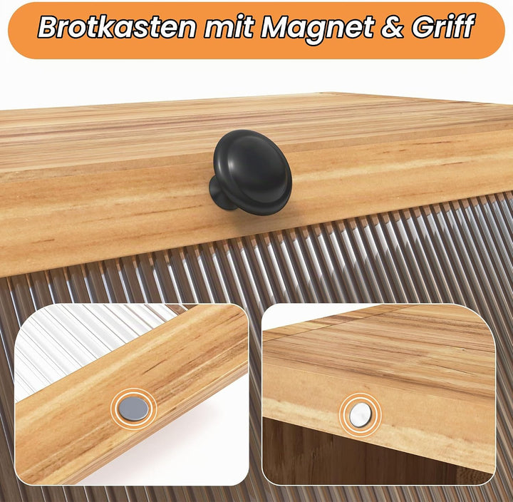 YOUDENOVA Brotkasten mit Schneidebrett, Holz Brotkorb Boxen Aufbewahrung Brotbox, Aufbewahrungsbox f