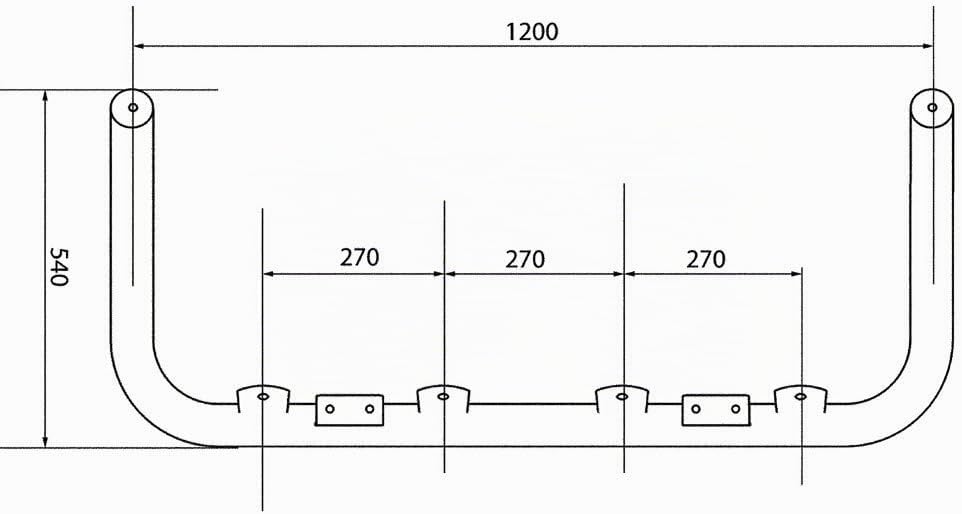 Universeller hochglanzpolierter Lampenbügel aus Edelstahl für LKW´s mit Hochdach 63,5 mm Rohrdurchme