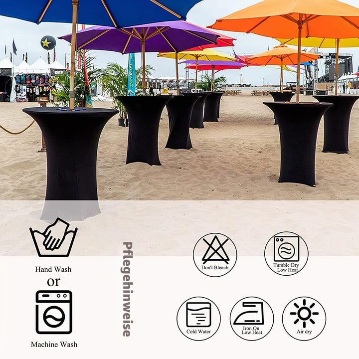 3er-Set Schwarz Stretch Stehtisch Husse für Bistrotisch Ø 60-65 cm Spandex Stretch Tischdecke, Verst