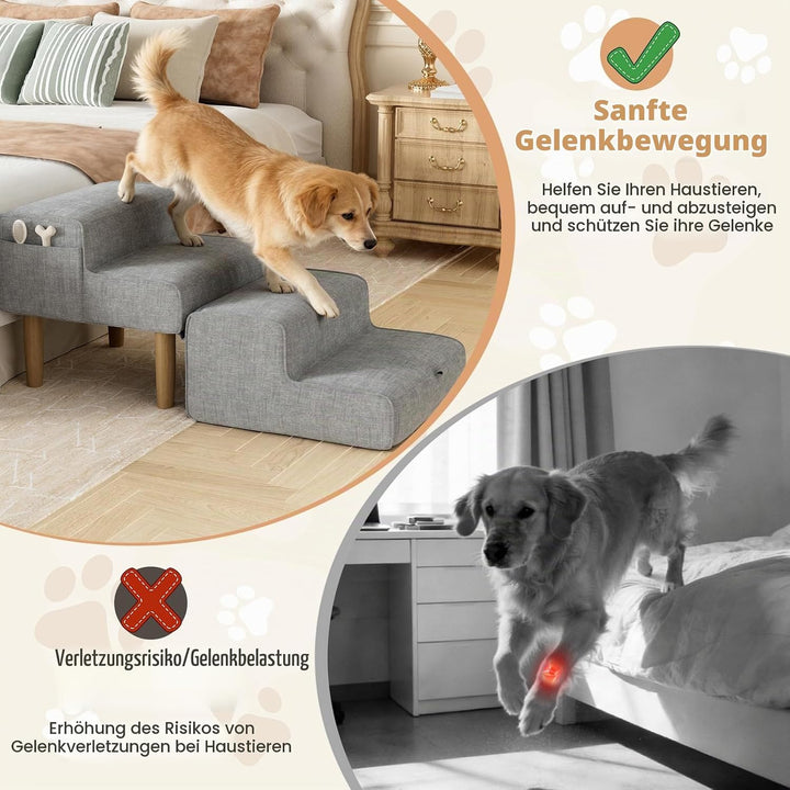 Hundetreppe,2-in-1 Haustiertreppe Klappbar Treppe Hund, Hundetreppe für Kleine &amp; Grosse Hunde, Trepp