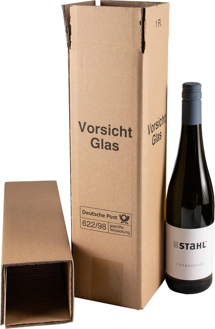 10 x Wein Versandkarton 1er DHL/UPS geprüft (Umkarton, Hülse, 1 Deckel)