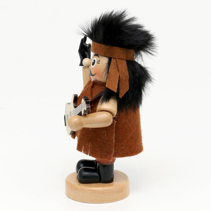 Dekohelden24 Holz Räuchermann als Rocker mit Gitarre, naturfarben, ca. 10 x 7 x 15 cm., Rocker