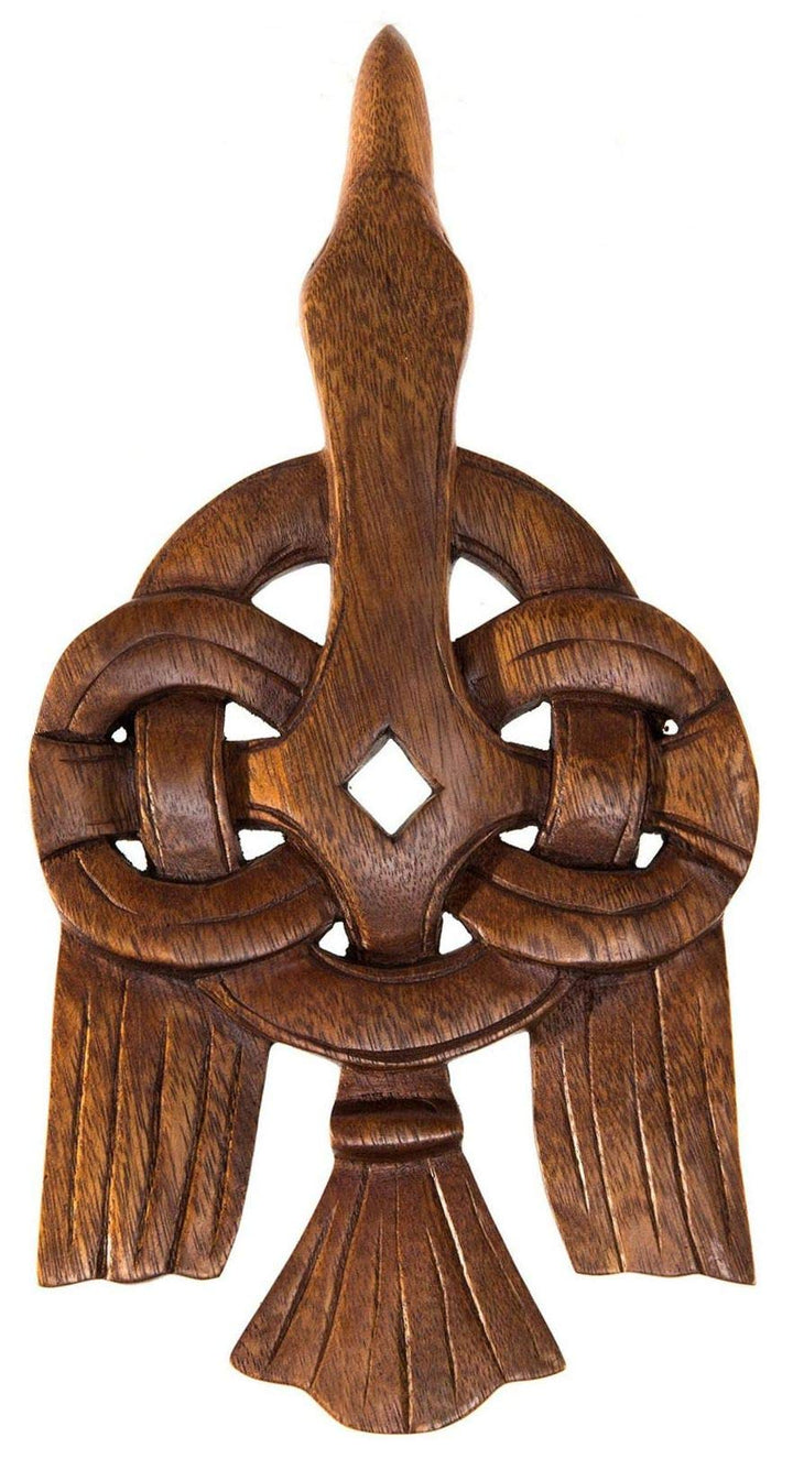 Windalf Wandbild Hugin 30 cm Wikinger Rabe Raben Deko Vikings Handarbeit aus Holz