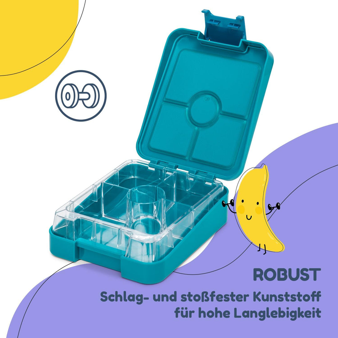 schmatzfatz Easy Brotdose für Kinder mit Fächern, Bunte Unterteilt &amp; Auslaufsicher, BPA-Freie Lunchb