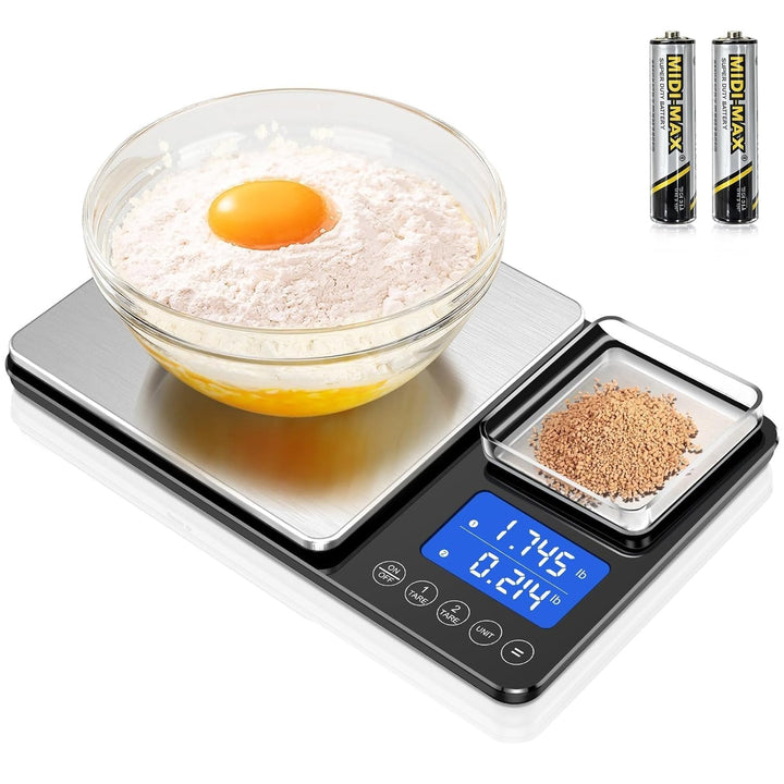 Küchenwaage Digital,Digitale KüChen mit 2 Plattformen 15kg/1g &amp; 500g/0.01g Feinwaage mit 7/6 Einheit