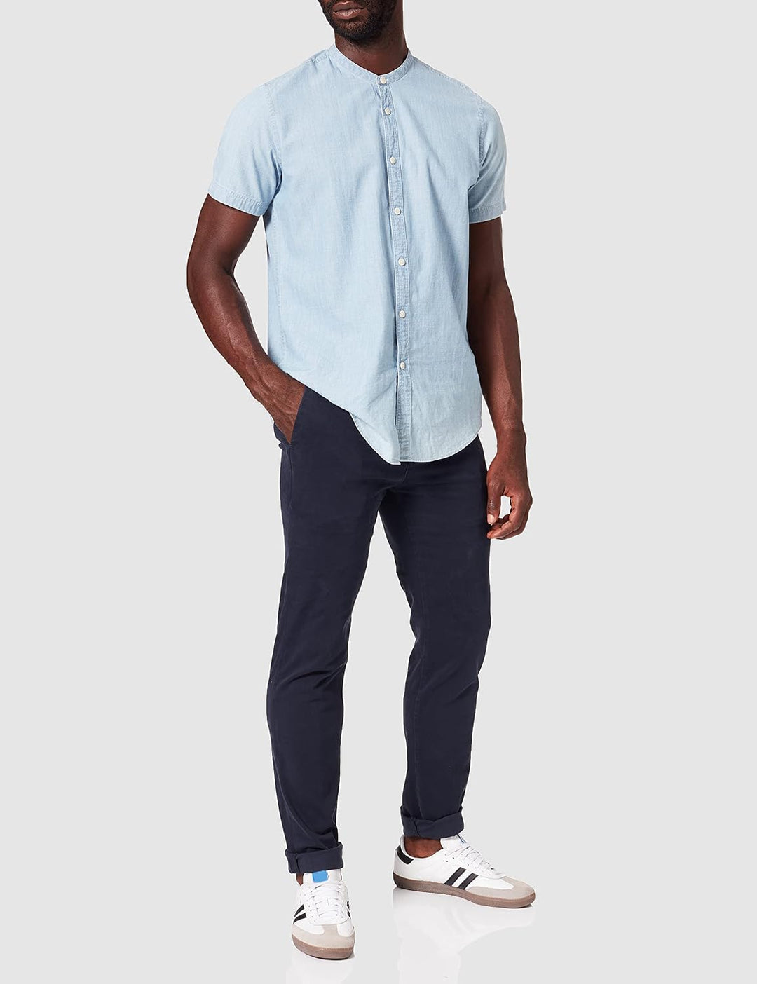 7 For All Mankind Herren Slimmy Chino Tap. Luxe Performance Sateen Olive Green Hose 28W / 30L Blau,
