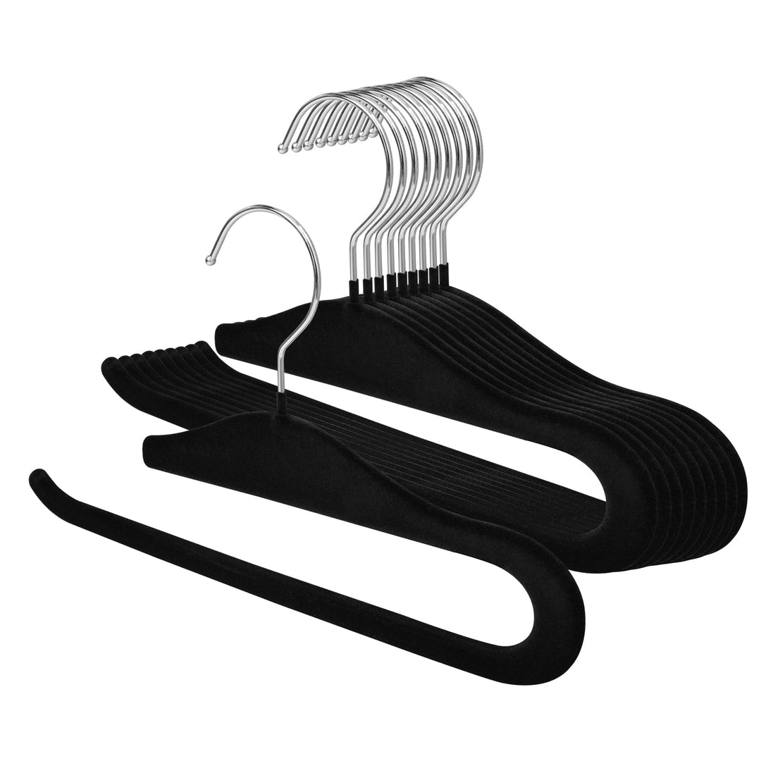 Kleiderbügel aus Samt, rutschfest, platzsparend, Samthosenbügel für Tank-Top, BH, Hemden, Schwarz, 1