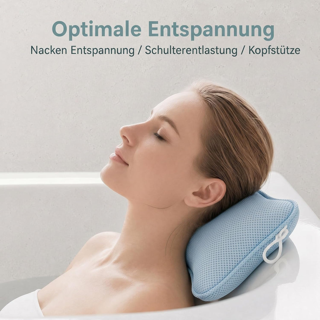 Badewannenkissen mit Saugnäpfen, Waschbares &amp; Schnelltrocknend Blau, Blau