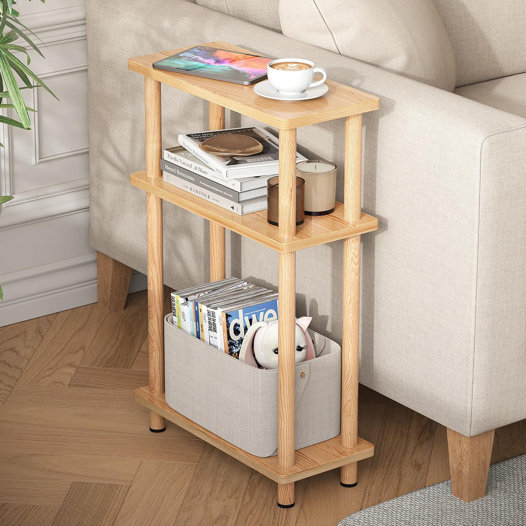 YOUDENOVA Beistelltisch Holz, Beistelltisch Schmal, 40x18x61.5 cm, 3 Tier Kleiner Tisch Für Wohnzimm