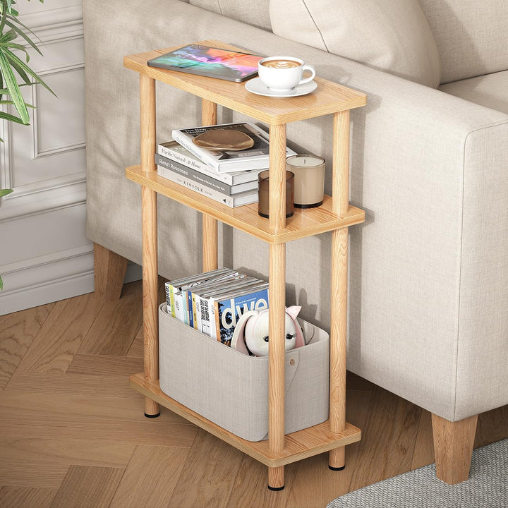 YOUDENOVA Beistelltisch Holz, Beistelltisch Schmal, 40x18x61.5 cm, 3 Tier Kleiner Tisch Für Wohnzimm