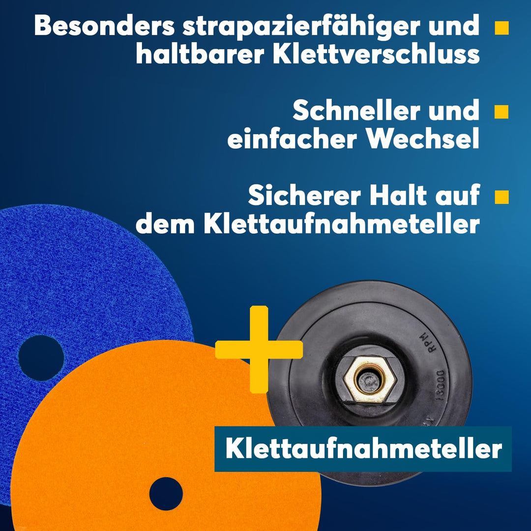 EDW Profi Diamant Schleifpad-Set NASS, Starter -Set, 100mm, Körnung 50 + 200, Klett-Aufnahmeteller M