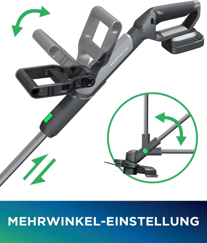 30 cm 20V Brushless 2-in-1 Akku Rasentrimmer &amp; Rasenkantenschneider Grau und Grün, Grau und Grün